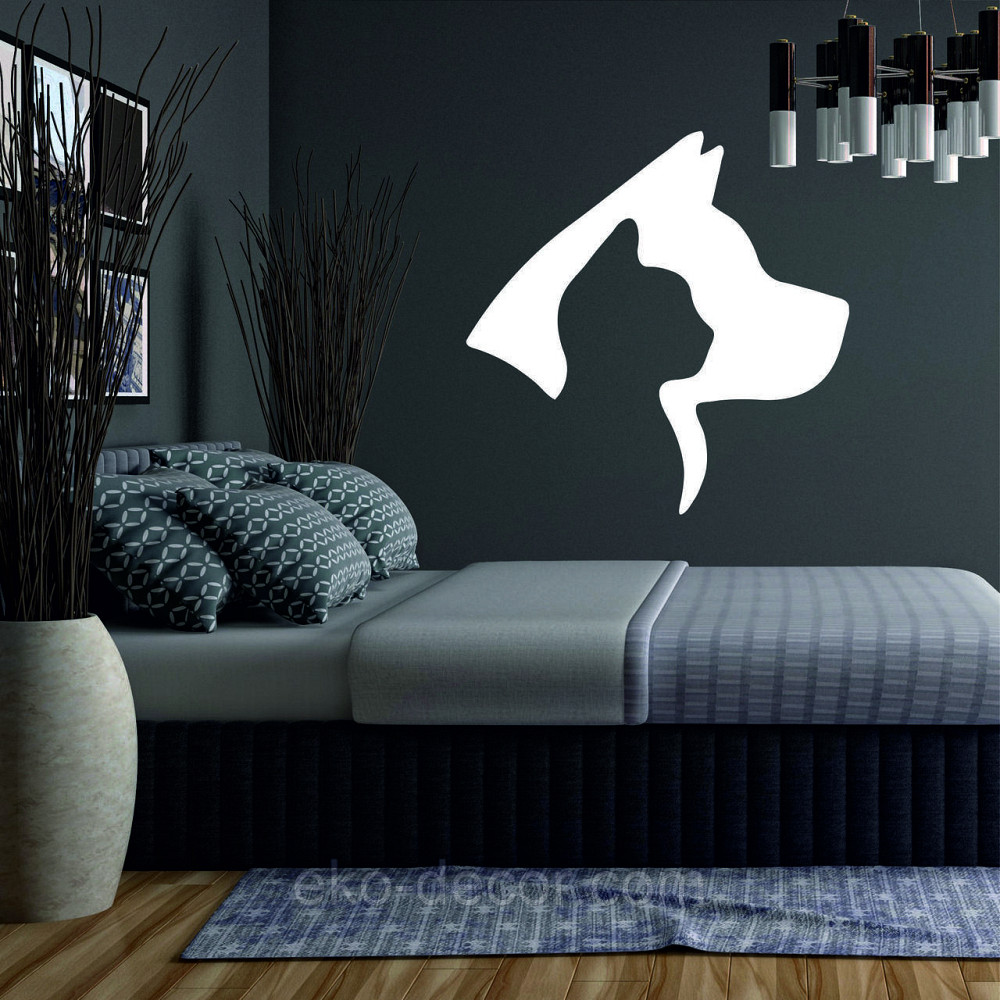 Декоративне настінне Панно «Кіт та Собака », Декор на стіну 50*50 см, Білий Київ - фото 3