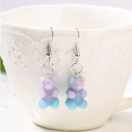 Мишки сережки бирюзовый + розовый - размер мишки 1,6*1см, смола Киев - изображение 1