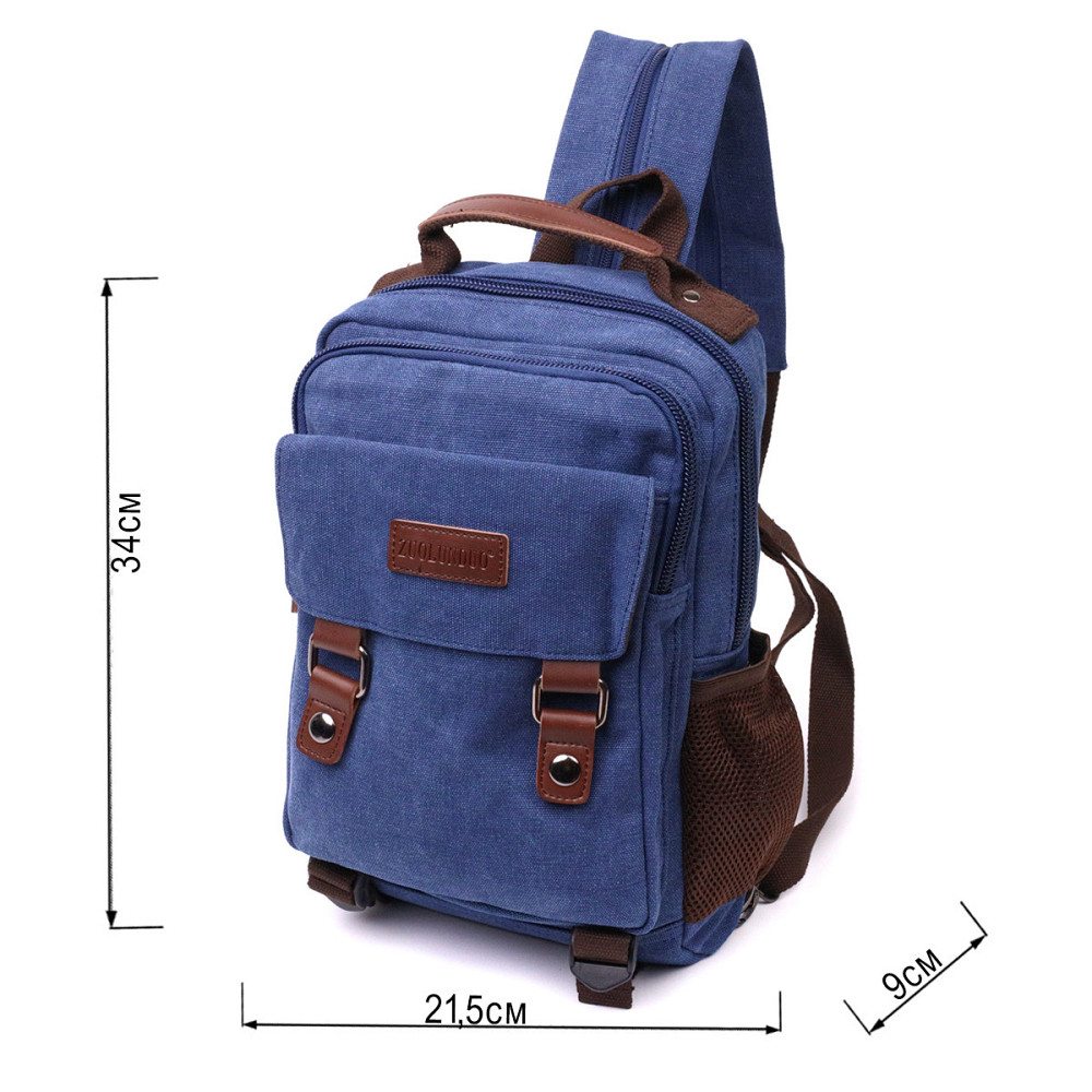 Легкий текстильний рюкзак з ущільненою спинкою та відділенням для планшета Vintage 22169 Синій Київ - фото 3