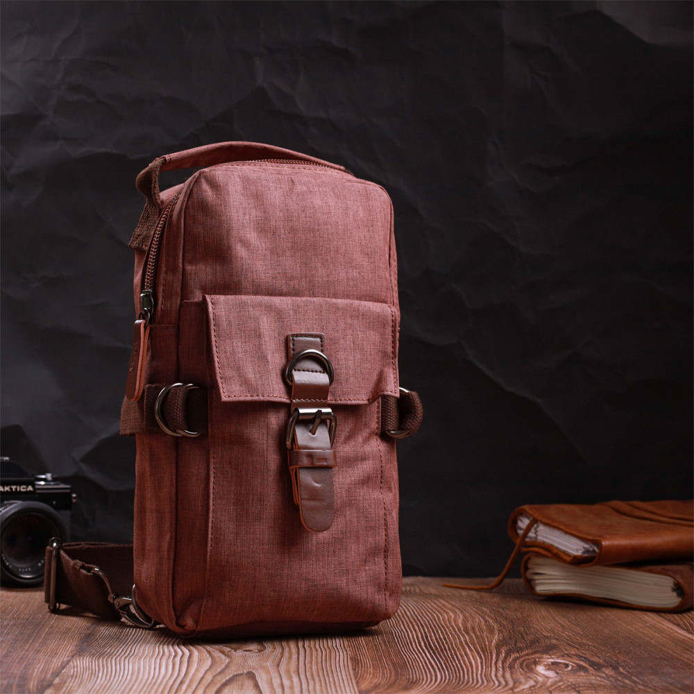 Плечевая сумка для мужчин из плотного текстиля Vintage 22186 Коричневый Киев - изображение 9