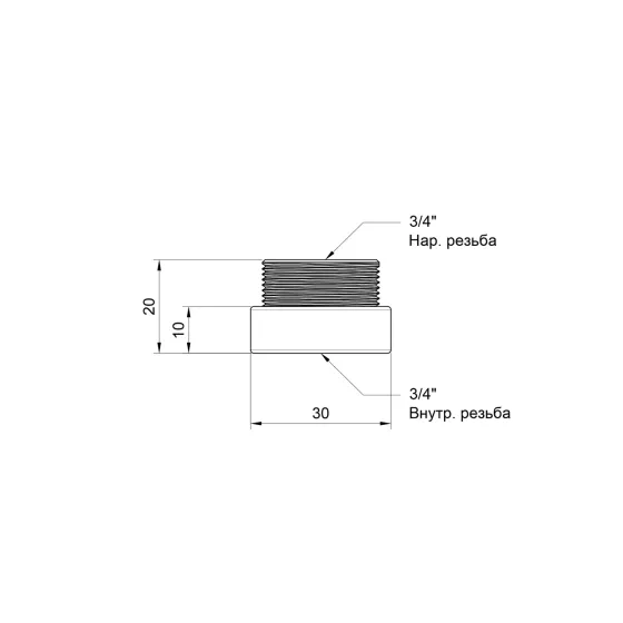 Подовжувач Thermo Alliance Standart 10х3/4" хром SD1302010 Київ