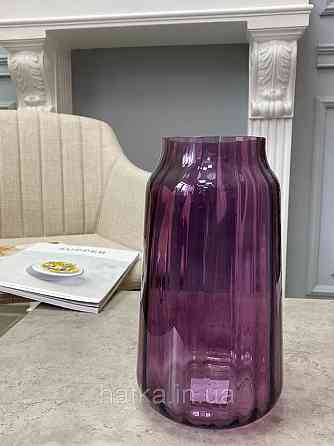 Ваза скляна 14,8*14,8*26,5 см "Марокко" рожеве товсте скло Київ