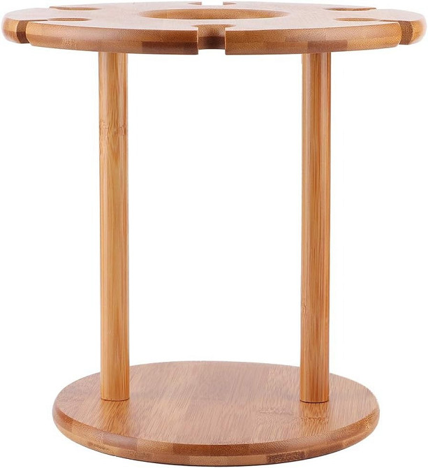 Тримач для пляшки вина та келихів 6 штук бамбукова стійка підставка настільна для винних келихів, 32х24,5 см Кам'янець-Подільський - фото 4