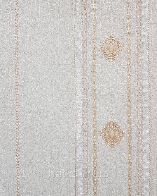Шпалери вінілові на флізеліні AdaWall Seyyah 1.06х10 смуги широкі завитки розетки структурні бежеві золото Київ - фото 4