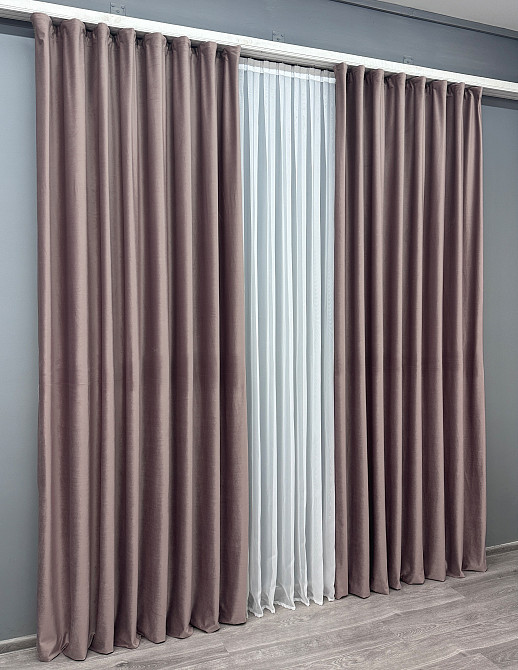 Комплект готовых штор VR-Textil Бархат № 1556ш Пудровый 200х290 см 2 шт (32-064) Киев - изображение 4