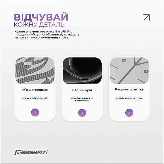 Килимок для йоги професійний EasyFit Pro каучук 5 мм Сірий Коломыя