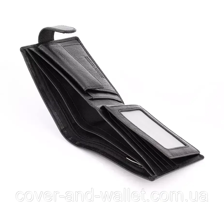 Чорний чоловічий шкіряний гаманець з вираженою фактурою Marco Coverna MC 010-802 Київ - фото 7