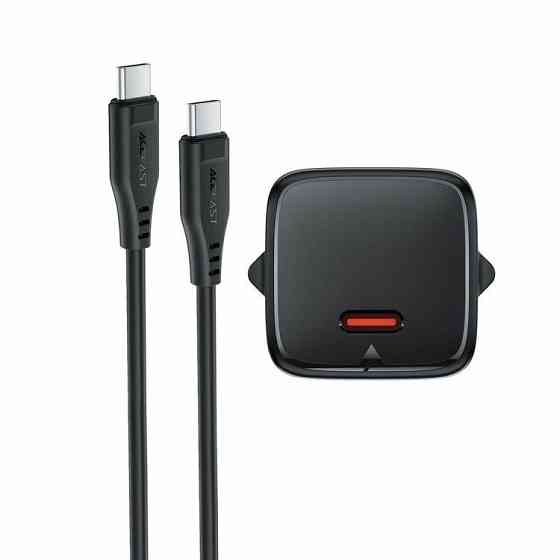 Мережевий зарядний пристрій з кабелем ACEFAST A117 PD20W mini GaN fast charger set(P16),black Black Одеса
