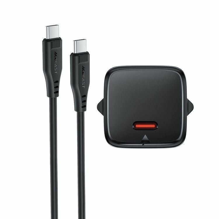 Мережевий зарядний пристрій з кабелем ACEFAST A117 PD20W mini GaN fast charger set(P16),black Black Одеса - фото 4