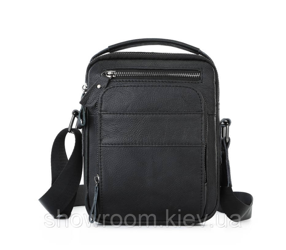 Небольшая мужская кожаная сумка Leather Collection (5057) черная Киев - изображение 1