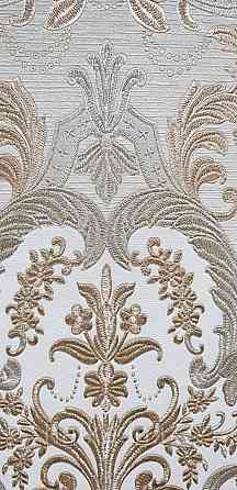 Шпалери вінілові на флізеліні AdaWall Signature1.06х10 вензелю завитки структурне золото срібло на бежевому Київ