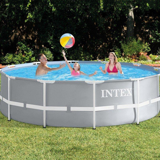Каркасный бассейн круглый Intex 427 х 107 см, 12706 литров, лестница, фильтрация, тент, подстилка Киев - изображение 4