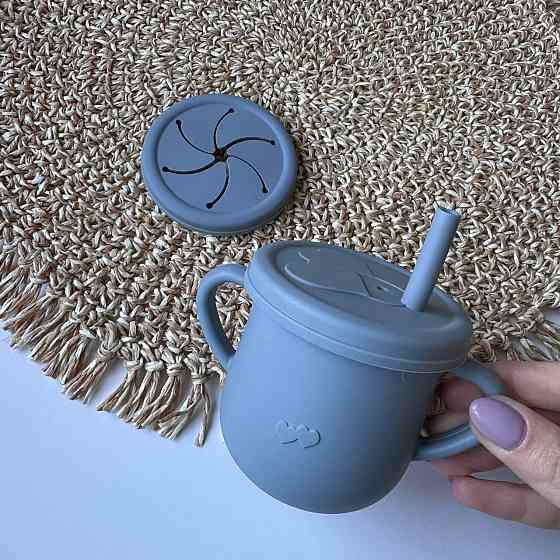 Набор детской силиконовой посуды 9 предметов на присосках Цвет серый пакунок малюка Киев