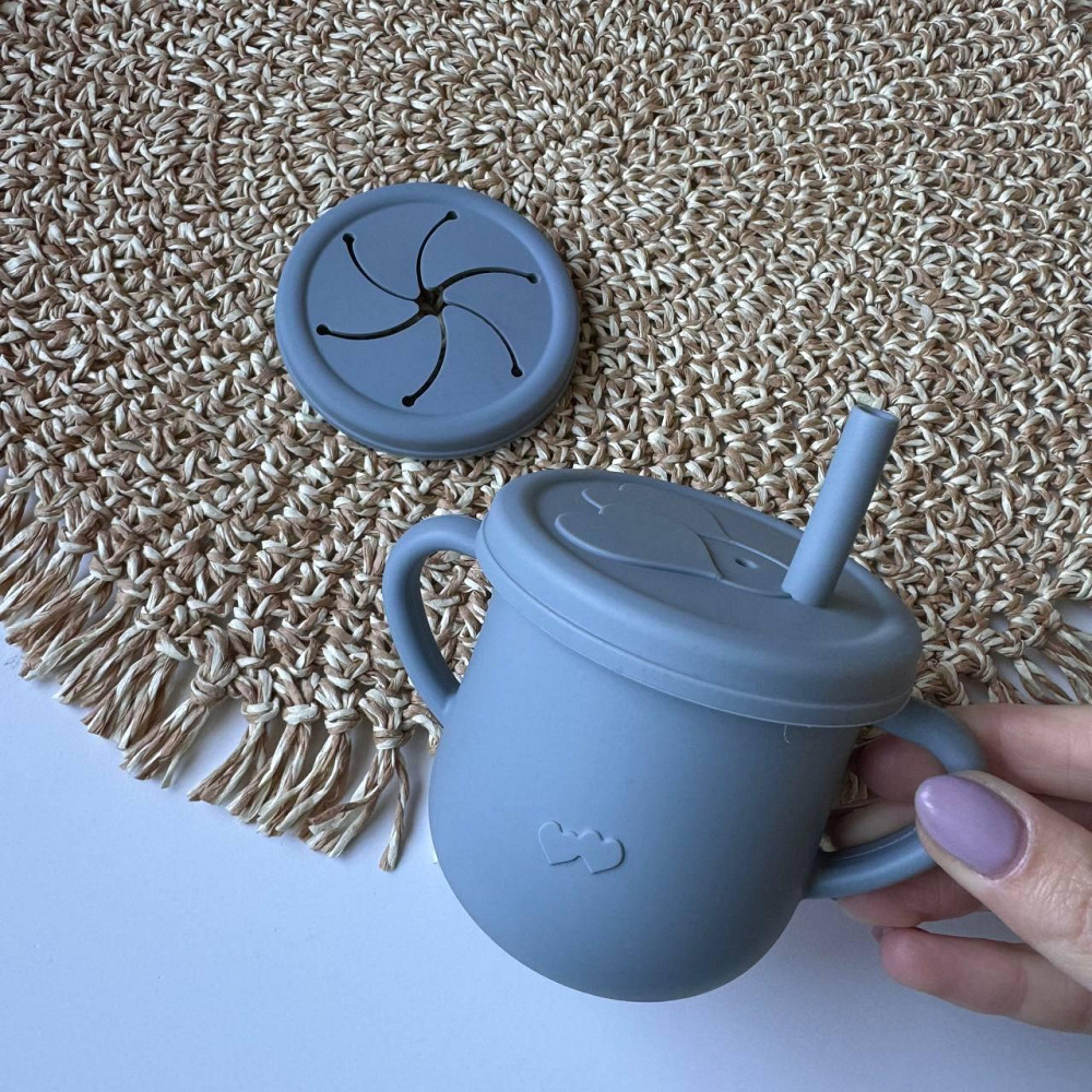 Набор детской силиконовой посуды 9 предметов на присосках Цвет серый пакунок малюка Киев - изображение 5