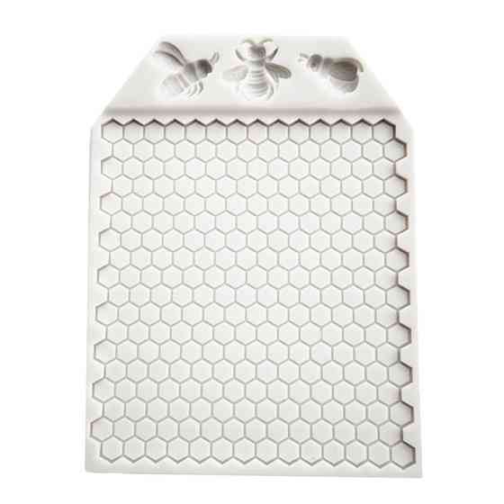 Молд силіконовий Бджола та соти 13 на 17 см сірий Київ