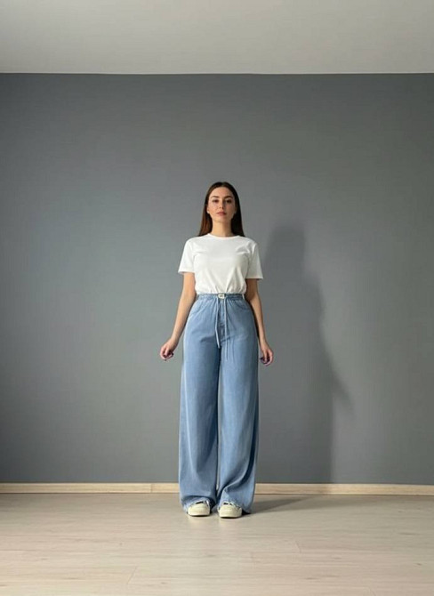 Джинси жіночі Immet 5606-8602 палаццо талія на резинці тенсель блакитні, блакитний, З6, 36, 102 см, 127 см Київ - фото 19