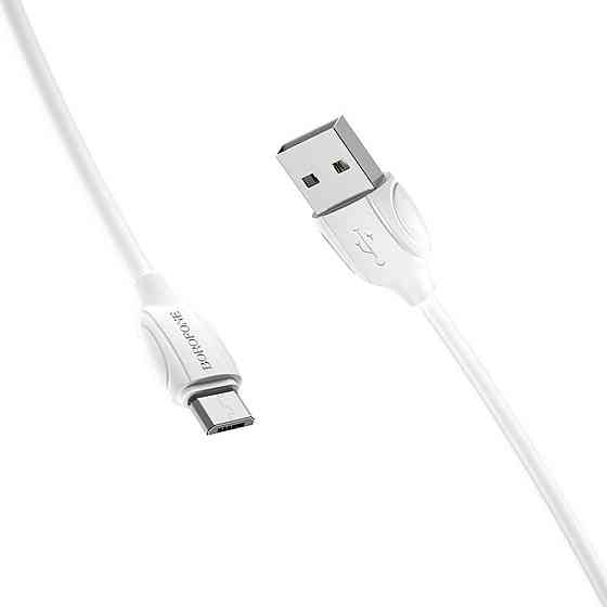 Кабель BOROFONE BX19 USB - Micro 2.4A, 1m, PVC, TPE конектори, колір білий BX19MW Одеса