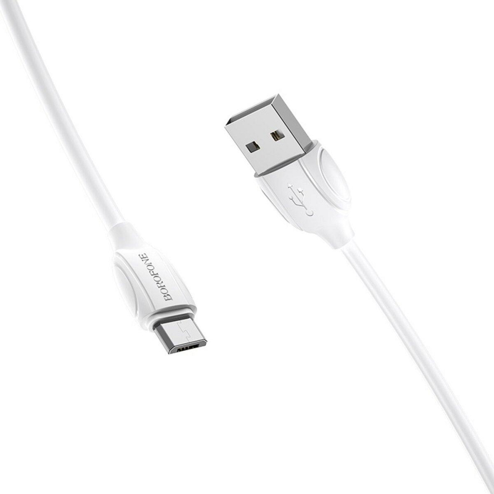 Кабель BOROFONE BX19 USB - Micro 2.4A, 1m, PVC, TPE конектори, колір білий BX19MW Одеса - фото 1
