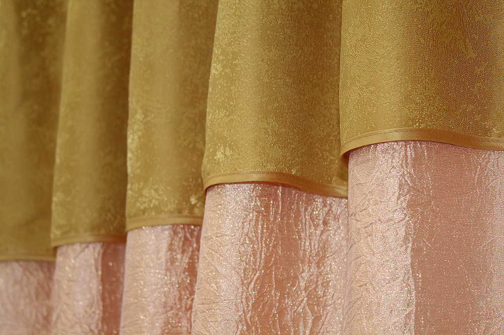 Кухонные шторы VR-Textil № 073к с ламбрекеном и подхватами персиковый с золотистым 270х170 см (52-0146) Киев - изображение 4