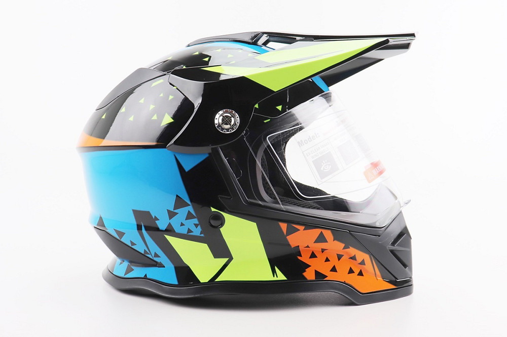 Шолом кросовий/ендуро/АТV зі склом BLD-819-7  М (57-58см), ЧОРНИЙ/ЖОВТО-СИНІЙ Київ - фото 3