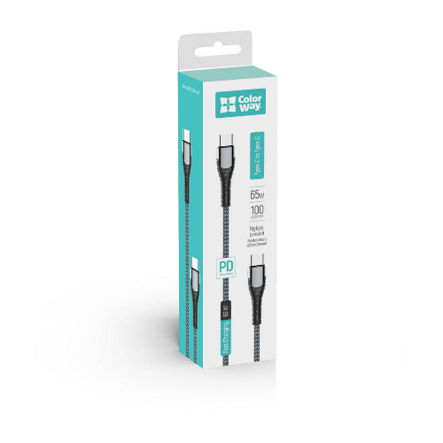 Кабель USB PD Type-C/Type-C ColorWay CW-CBPDCC040-GR 3,0A 65W 1м сірий Житомир