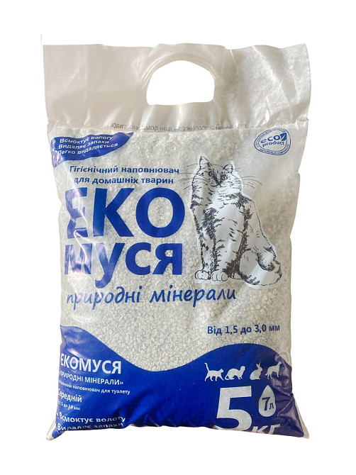 Бентонітовий наповнювач ЕкоМуся 5 кг (розмір шранул - середні) для котячого туалету Вінниця - фото 2