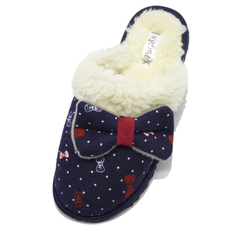 Капці жіночі закриті пальчики на овчині теплі, горох бантик сині Одеса - фото 3