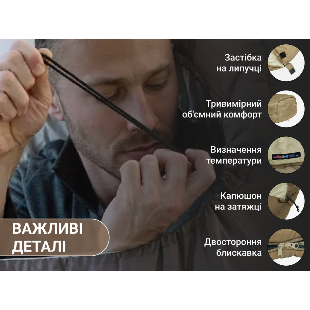Спальник з капюшоном Naturehike MJ600 CNK2300SD014, коричневий Київ - фото 10