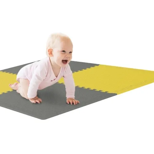 Мат-пазл EVA 1 см - 4 частин Hop-Sport A010 сірий/жовтий Київ