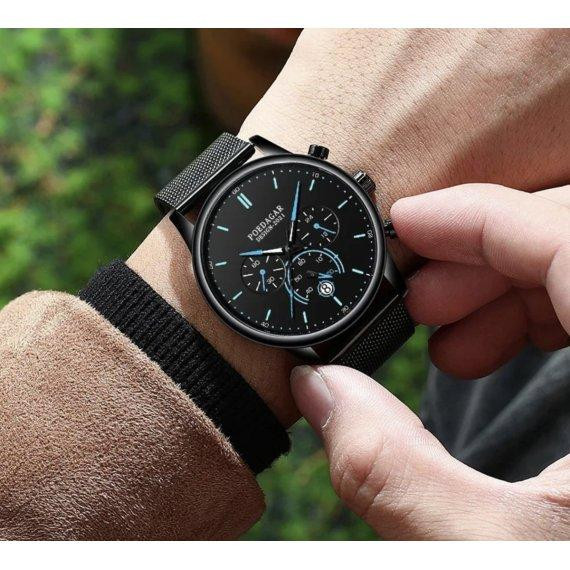 Чоловічий наручний годинник Poedagar Misto (Чорний) Вінниця - фото 6