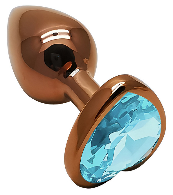 Анальна пробка з кристалом EGZO - Dark Gold Heart Plug Aqua, size S Sex Aura Київ - фото 2