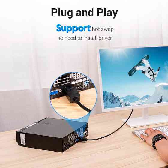Кабель Vention DP to DVI Cable 2M Black (HAFBH) Одеса