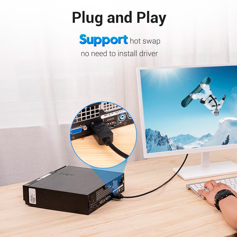 Кабель Vention DP to DVI Cable 2M Black (HAFBH) Одеса - фото 3