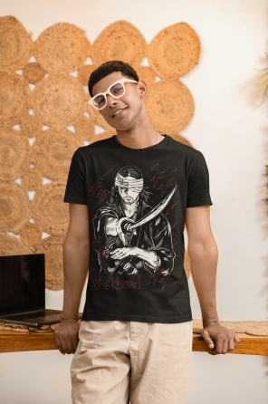 Футболка з аніме принтом Вагабонд Мусасхі Мійамото Матахакхі оверсайз (S/M/L) Чорний AnimeJ0671 Дніпро