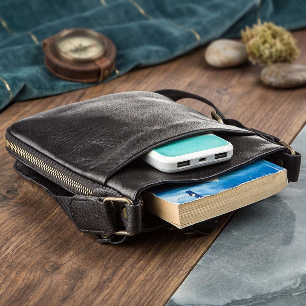 Мужская кожаная сумка мессенджер для документов и города SHVIGEL 19113 Черная Киев - изображение 10