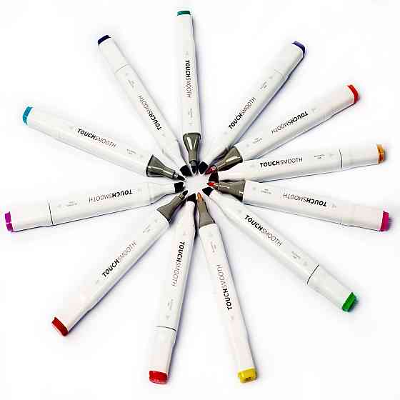 Маркеры Touch Smooth набор 80 шт двухсторонние спиртовые для скетчинга с подставкой для маркеров,черной Каменец-Подольский
