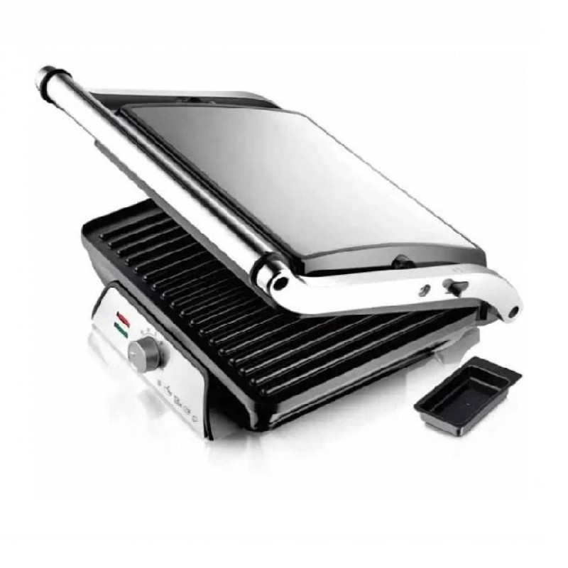 Гриль контактный Domotec/RAF R-2683 2000Вт ребристая плита, антипригарное покрытие, с поддоном для жира Одесса - изображение 4