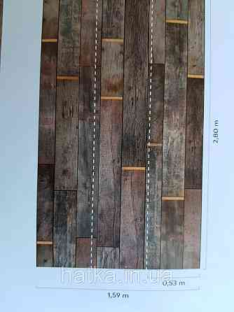 Шпалери вінілові Grandeco One roll one motif 2 A41501 панно 3д лофт під дерево дошка коричневий чорний бежевий Київ