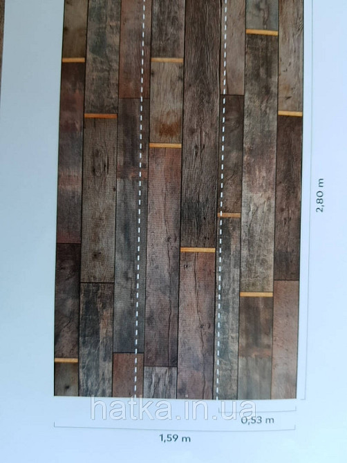 Шпалери вінілові Grandeco One roll one motif 2 A41501 панно 3д лофт під дерево дошка коричневий чорний бежевий Київ - фото 1