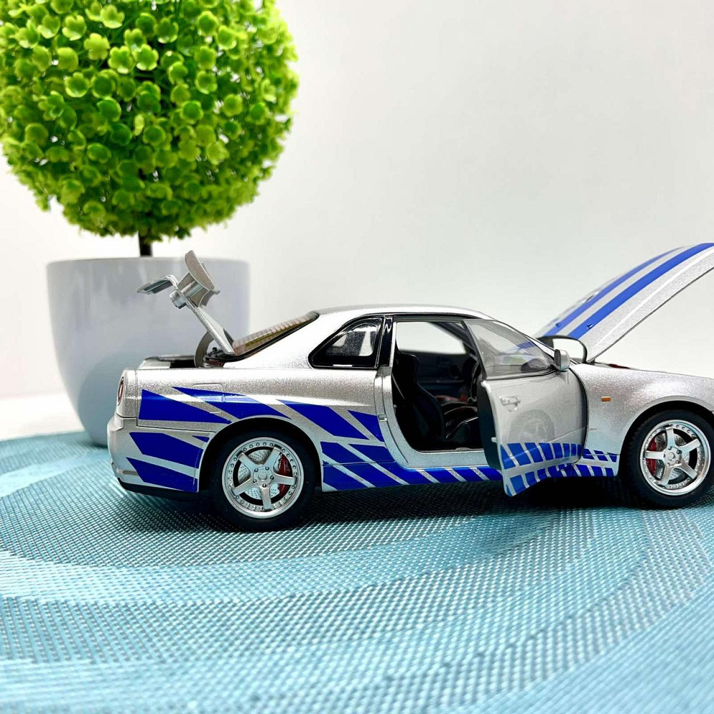 Машинка металева Авто Експерт Nissan GT-R 1:24 світло/звук відчиняються двері капот багажник Сіра (1990-21) Чернигов - изображение 10