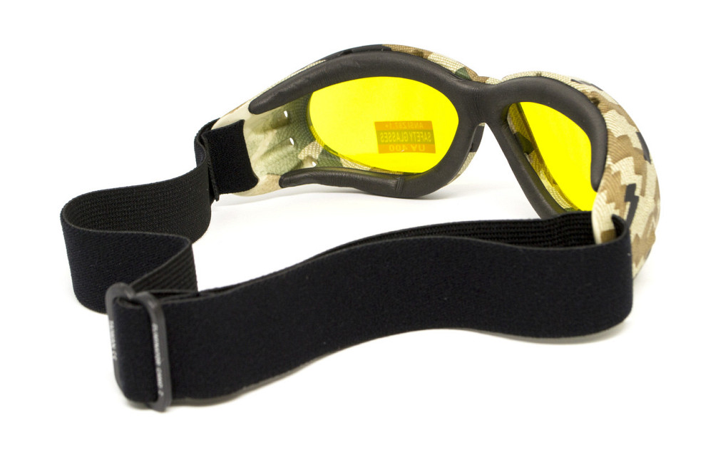 Окуляри захисні з ущільнювачем Global Vision Eliminator Camo Pixel (yellow), жовті в камуфльованій оправі Запорожье - изображение 3