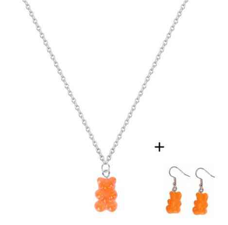 Бижутерия мишки оранжевые (кулон идет ярче чем серьги), кулон + серьги, размер мишки 1,6*1см, смола Киев