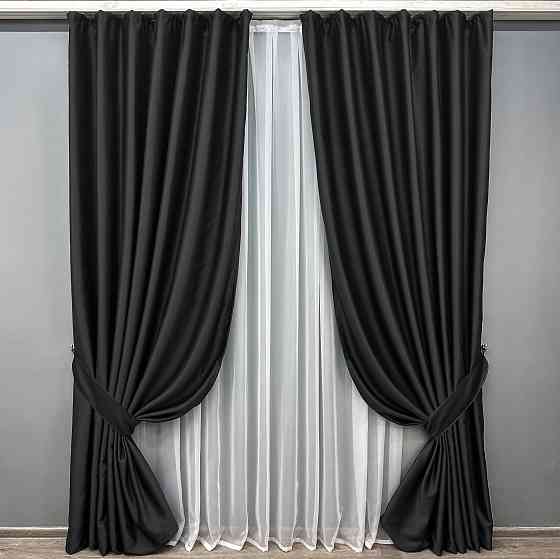 Комплект готових штор VR-Textil Блекаут Midnight № 1165ш Чорний 135х290 см 2 шт (39-910) Київ