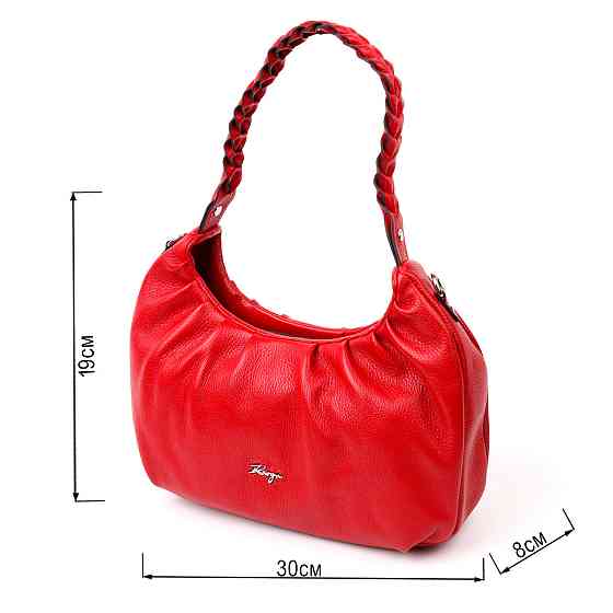 Яркая женская сумка багет KARYA 20837 кожаная Красный Киев