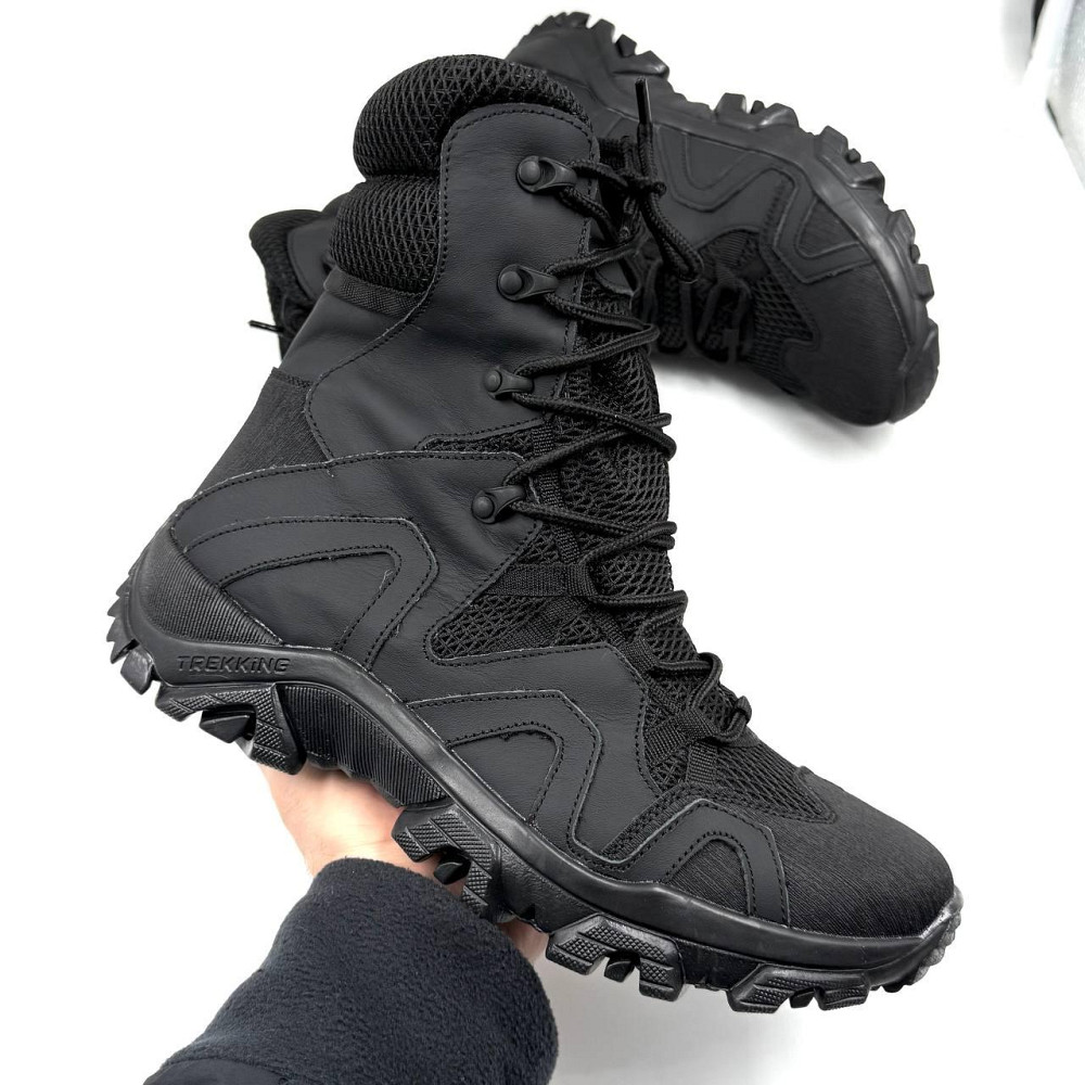 Військові берці літні чорні чоловічі з шкіри CRAZY HORSE, не ковзають, зручні, міцні Львів - фото 4