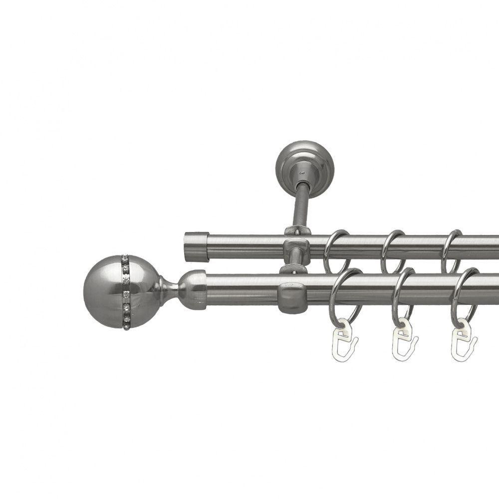 Карниз Orvit Кортеза металевий дворядний відкритий гладка труба кільце металеве Нержавіюча Сталь 19\16 мм 300 Львов - изображение 1