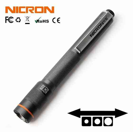 Ручний міні ліхтар із зумом NICRON B22W (120LM, HI CRI Lumileds LED, IPX5, Фокусування, Живлення 2*AAA) Киев
