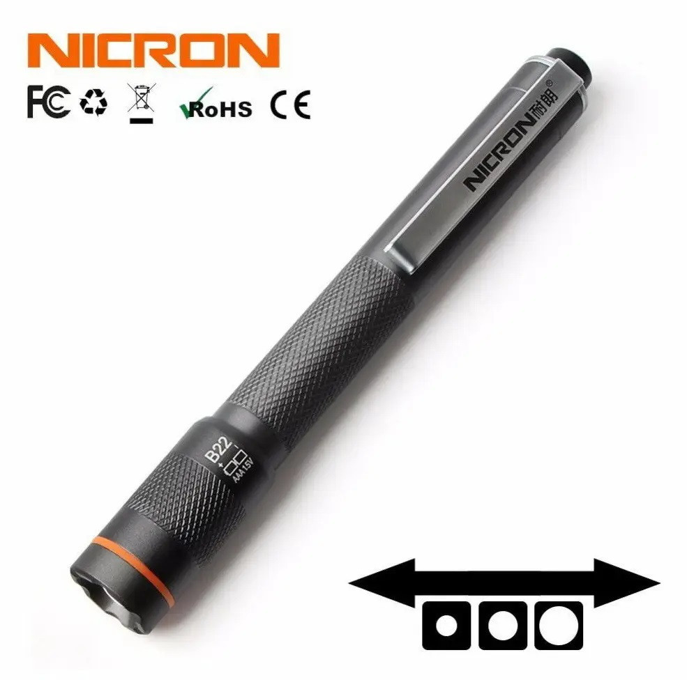 Ручний міні ліхтар із зумом NICRON B22W (120LM, HI CRI Lumileds LED, IPX5, Фокусування, Живлення 2*AAA) Киев - изображение 2