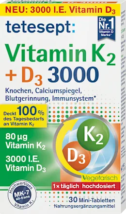 Tetesept Vitamin K2 + D3 3000 Mini-Tabletten тетесепт Витамин K2 + D3 Киев - изображение 1