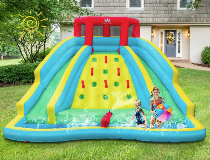 Надувна водна гірка Costway Summer зі стійкою для скелелазіння двостороння Київ - фото 1